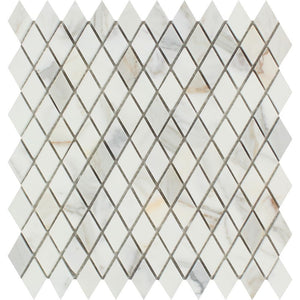 1 x 2 Polished Calacatta Gold Marble Diamond Mosaic Tile - Tilephile