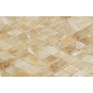 1 x 2 Polished Honey Onyx Diamond Mosaic Tile - Tilephile