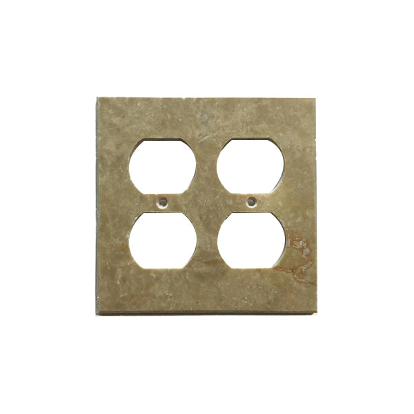 Light Walnut Travertine 2 Duplex Switch Plate Cover - Travertine Wall Plate