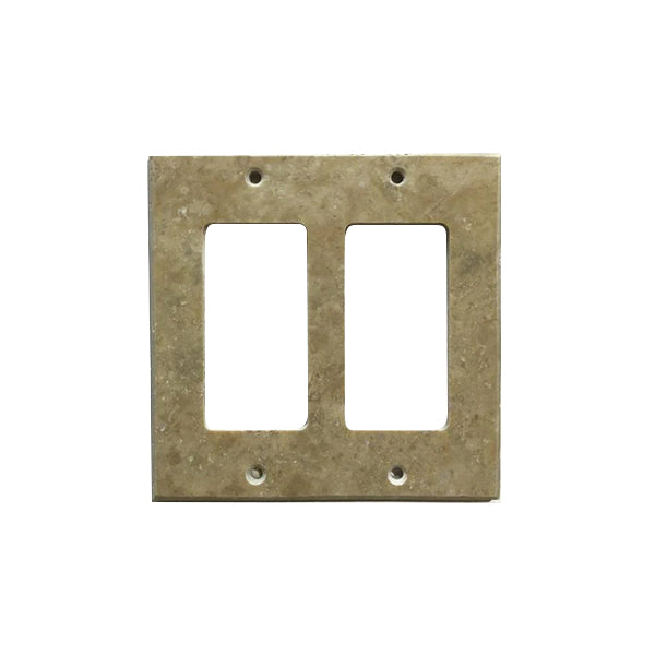 Light Walnut Travertine 2 Rocker Switch Plate Cover - Travertine Wall Plate