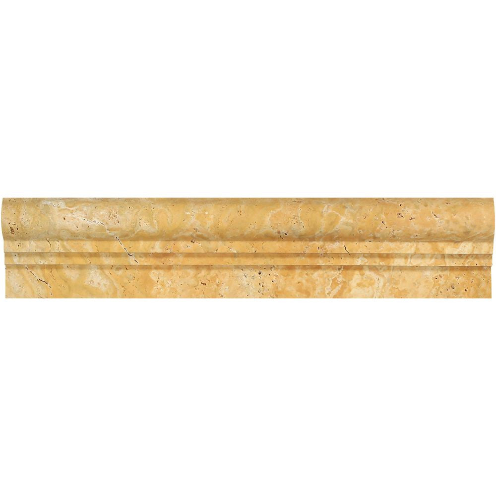 2 1/2 x 12 Honed Gold Travertine Double-Step Chair Rail Trim - Tilephile