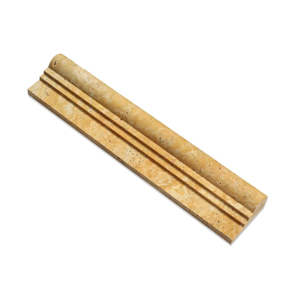 2 1/2 x 12 Honed Gold Travertine Double-Step Chair Rail Trim - Tilephile