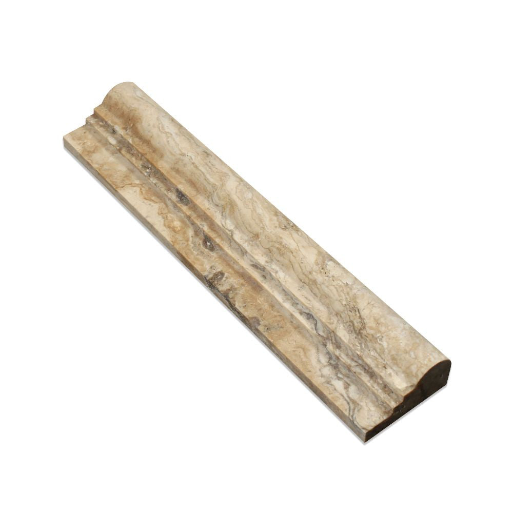 2 1/2 x 12 Honed Philadelphia Travertine Double-Step Chair Rail Trim - Tilephile