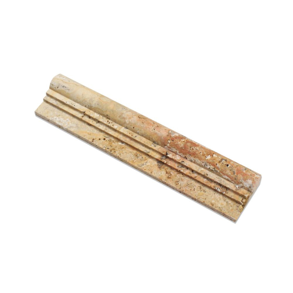 2 1/2 x 12 Honed Scabos Travertine Double-step Chair Rail Trim - Tilephile