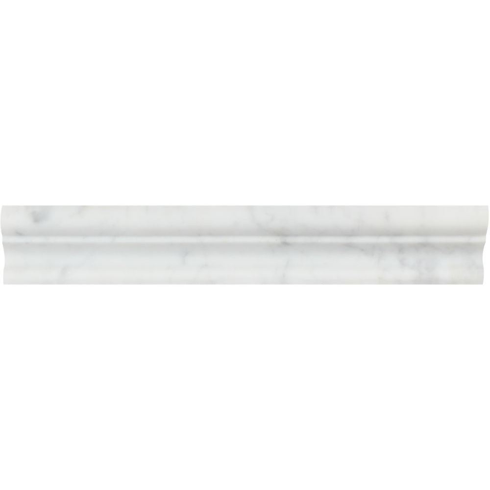 2 x 12 Honed Bianco Carrara Marble Crown Molding Sample - Tilephile