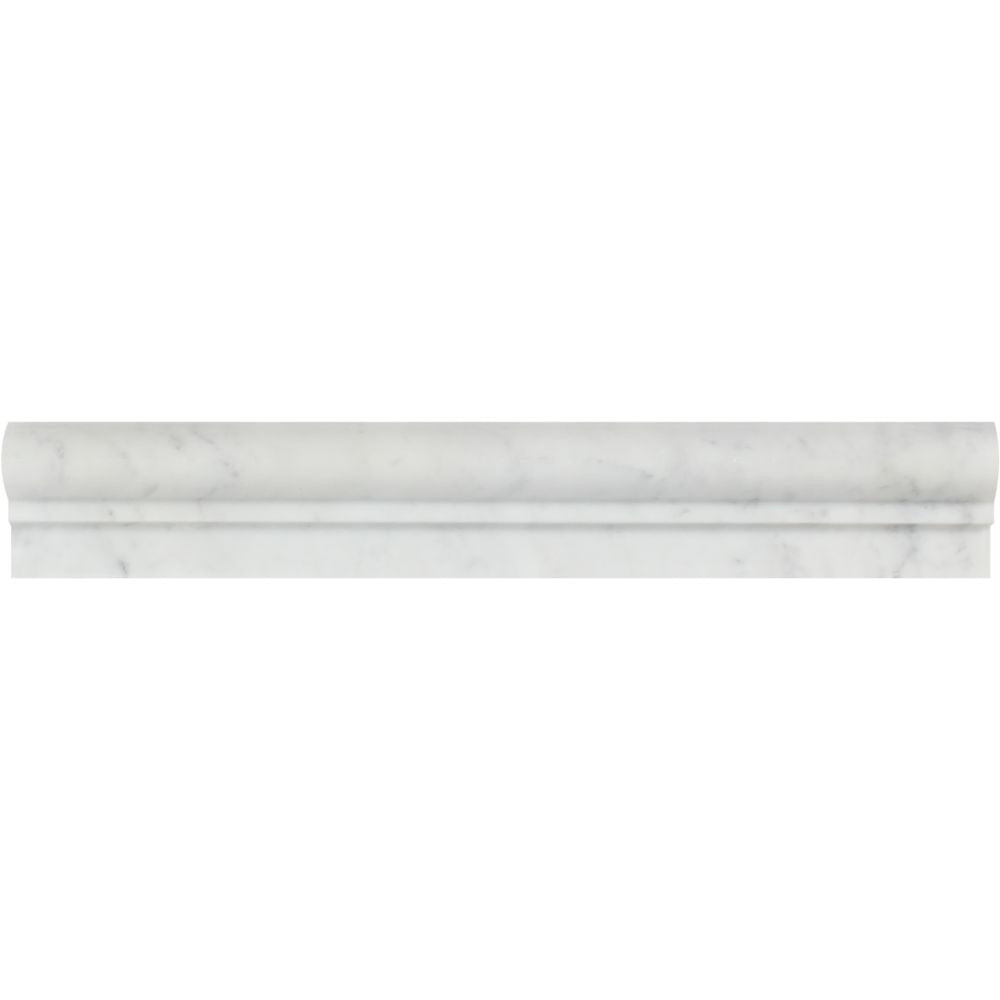 2 x 12 Polished Bianco Carrara Marble Single-Step Chair Rail Trim - Tilephile