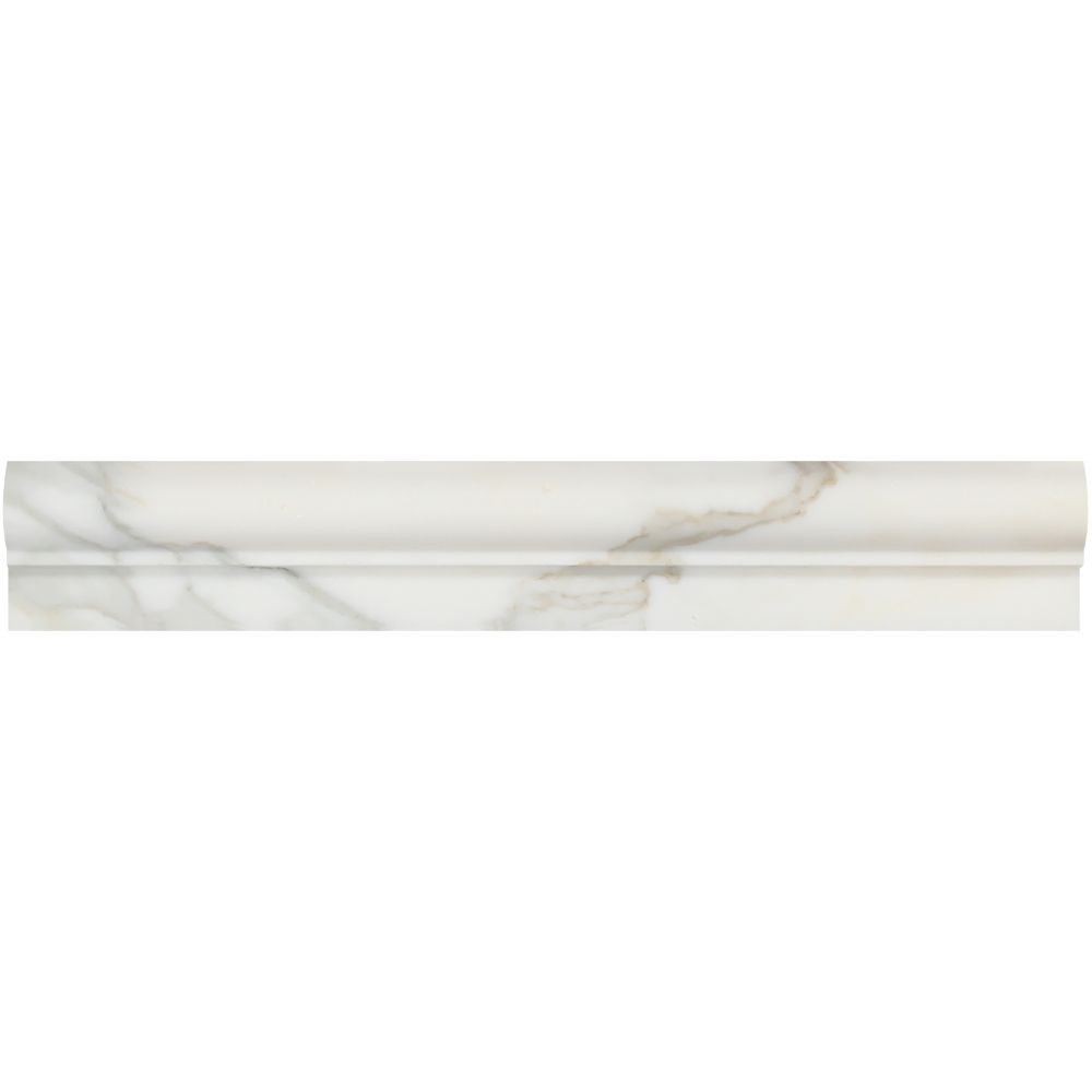 2 x 12 Honed Calacatta Gold Marble Single-Step Chair Rail - Tilephile