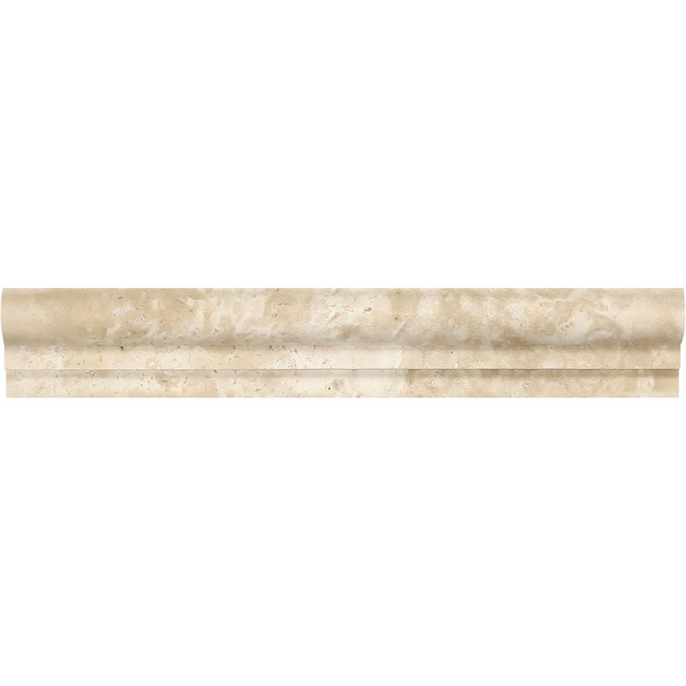 2 x 12 Honed Durango Travertine Single-Step Chair Rail Trim - Tilephile
