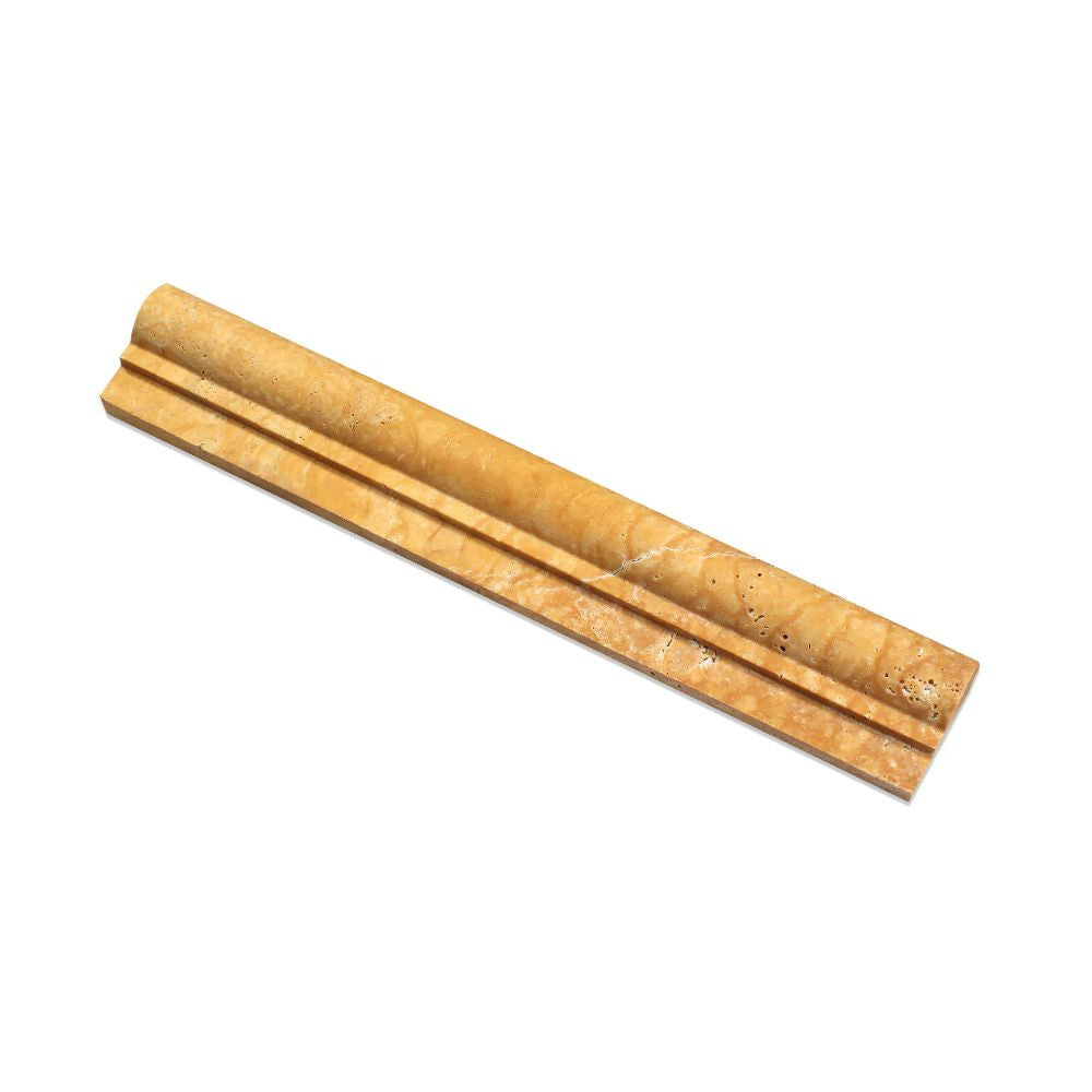 2 x 12 Honed Gold Travertine Single-Step Chair Rail Trim - Tilephile