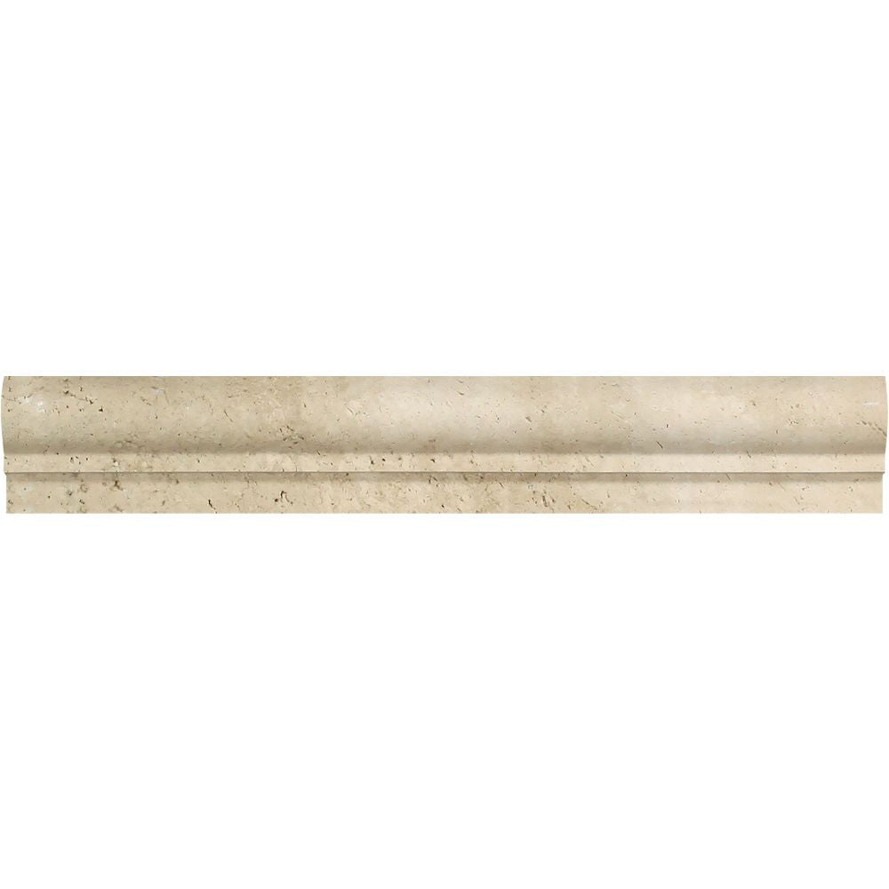 2 x 12 Honed Ivory Travertine Single-Step Chair Rail Trim - Tilephile