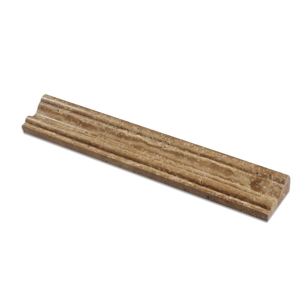 2 x 12 Honed Noce Exotic (Vein-Cut) Travertine Crown Molding - Tilephile