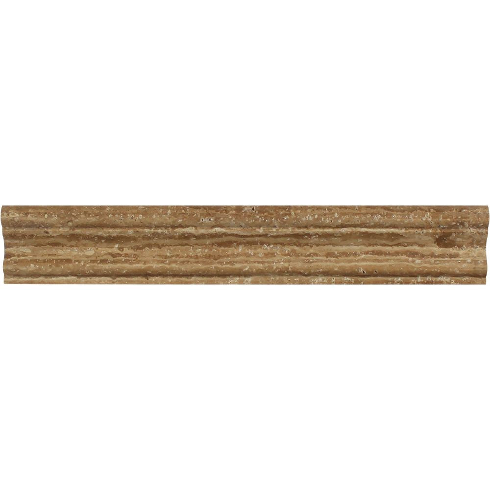 2 x 12 Honed Noce Exotic (Vein-Cut) Travertine Crown Molding - Tilephile