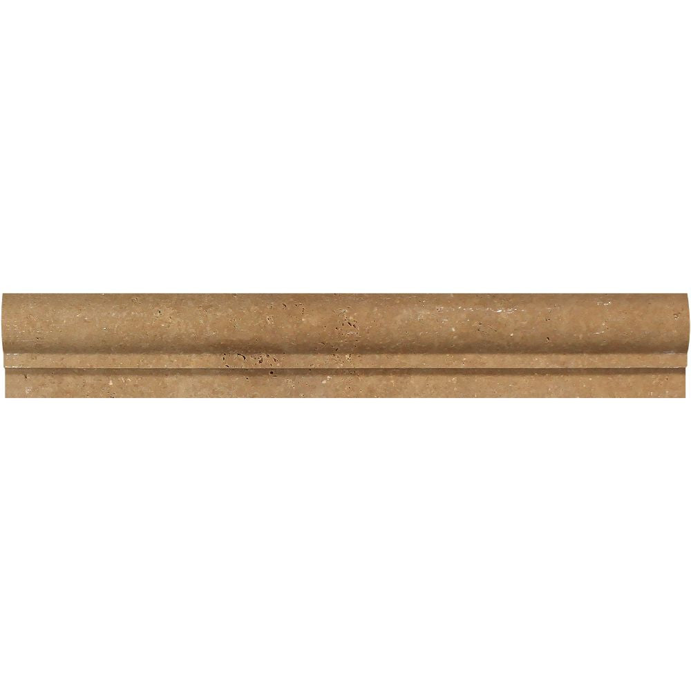 2 x 12 Honed Noce Travertine Single-Step Chair Rail Trim - Tilephile