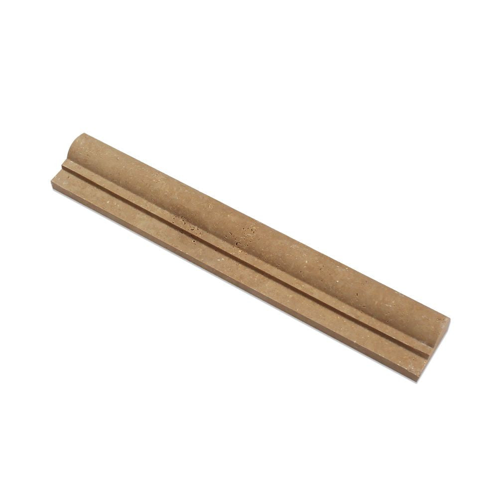 2 x 12 Honed Noce Travertine Single-Step Chair Rail Trim - Tilephile