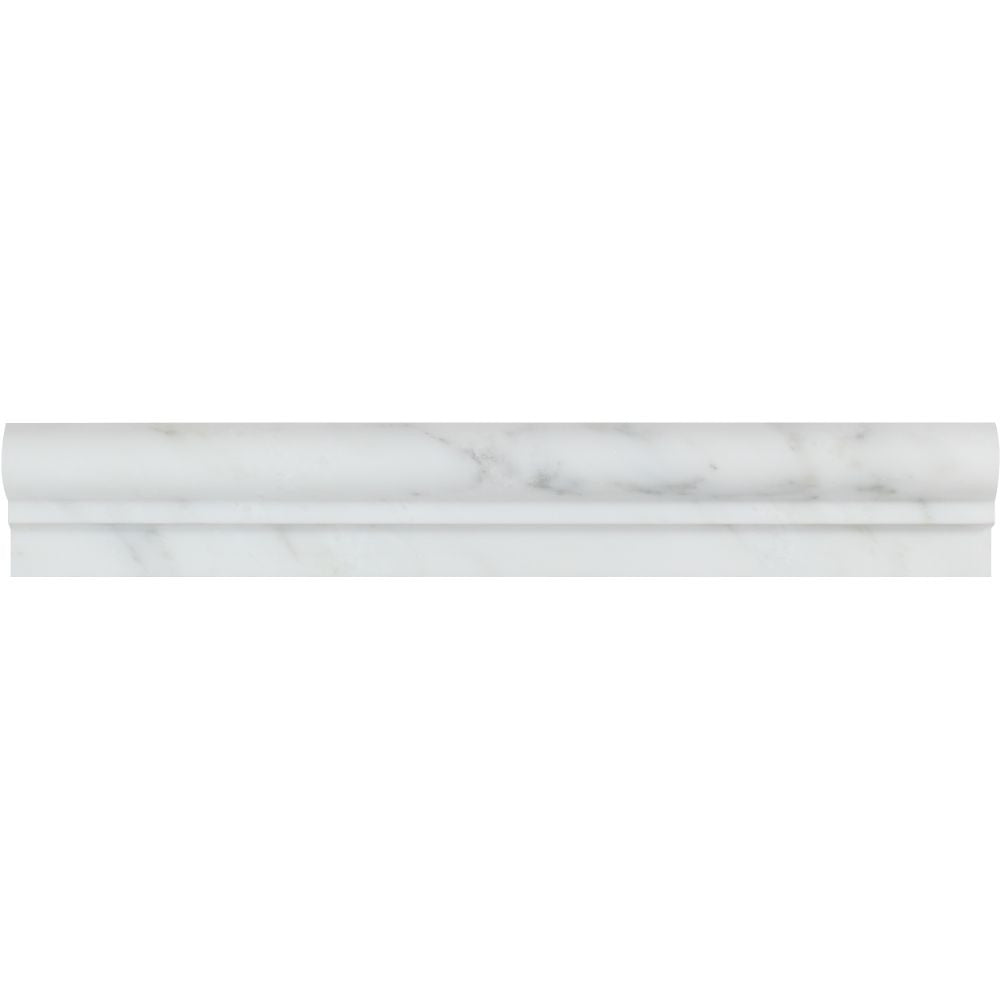 2 x 12 Honed Oriental White Marble Single-Step Chair Rail Trim - Tilephile