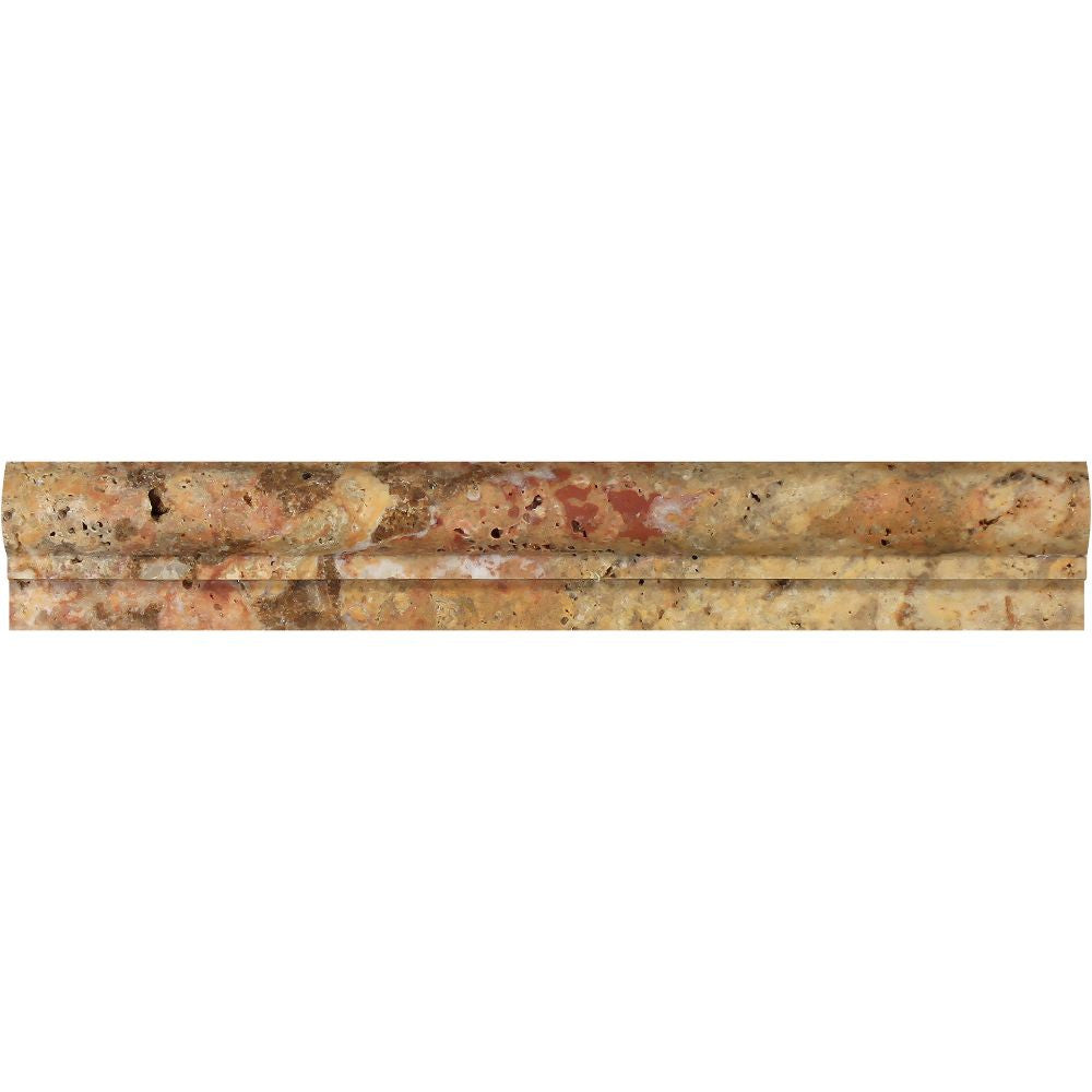 2 x 12 Honed Scabos Travertine Single-step Chair Rail Trim - Tilephile
