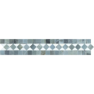 2 x 12 Honed Thassos White Marble BIAS Border w/ Blue-Gray Dots - Tilephile