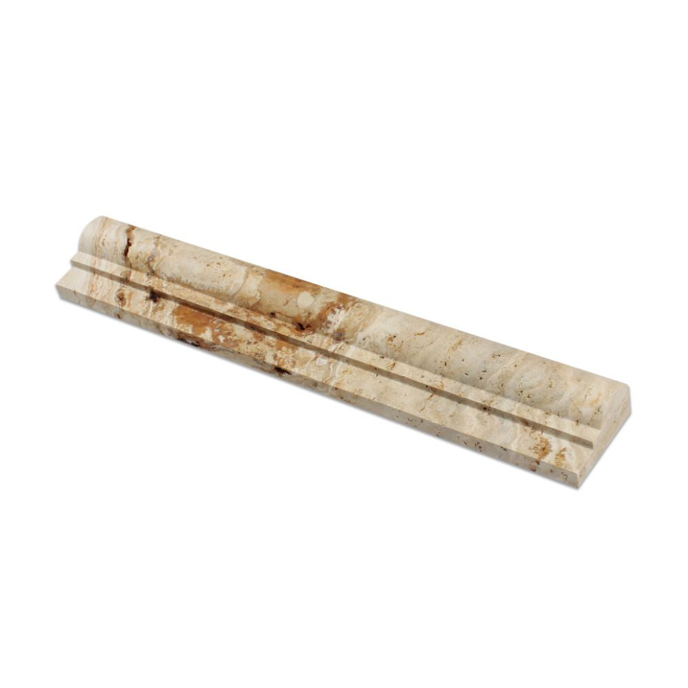 2 x 12 Honed Valencia Travertine Single-Step Chair Rail Trim - Tilephile
