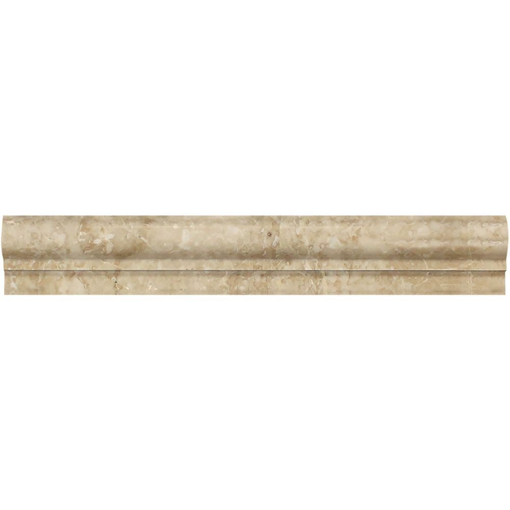 2 x 12 Polished Cappuccino Marble Single-Step Chair Rail Trim - Tilephile