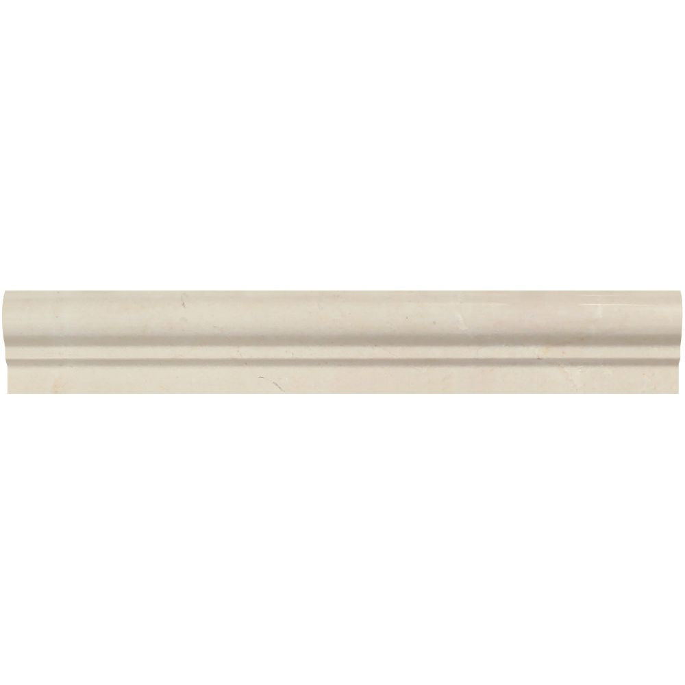 2 x 12 Polished Crema Marfil Marble Single-Step Chair Rail Trim - Tilephile