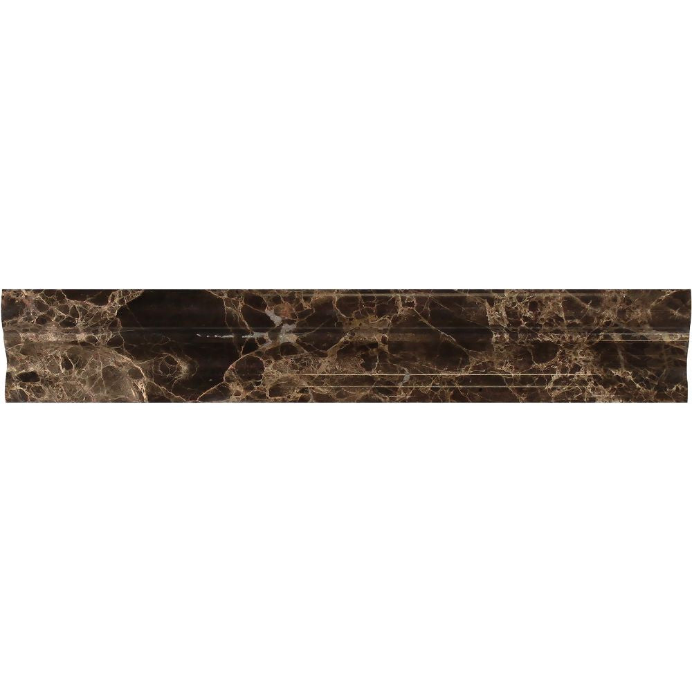 2 x 12 Polished Emperador Dark Marble Crown Molding - Tilephile