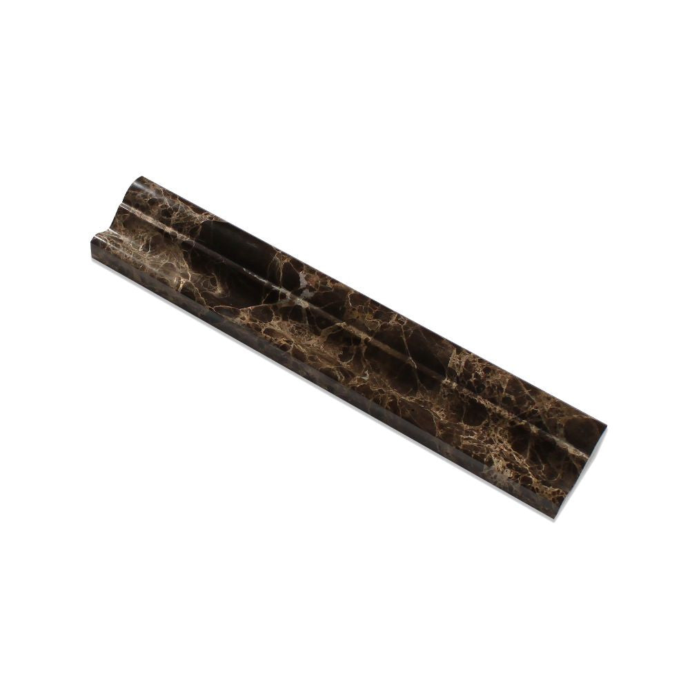 2 x 12 Polished Emperador Dark Marble Crown Molding - Tilephile