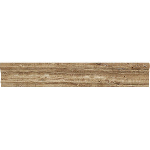 2 x 12 Polished Noce Exotic (Vein-Cut) Travertine Crown Molding - Tilephile