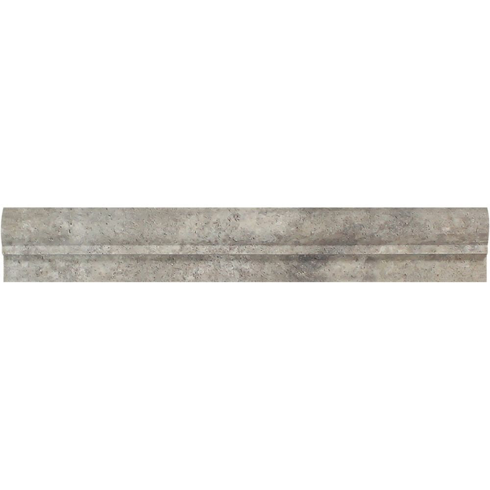 2 x 12 Honed Silver Travertine Single-Step Chair Rail Trim - Tilephile