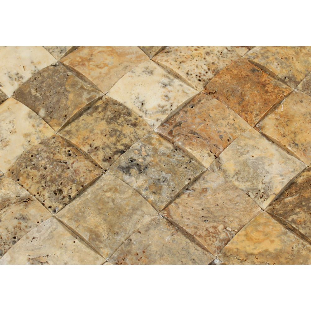 2 x 2 CNC-Arched & Honed Scabos Travertine Mosaic Tile - Tilephile