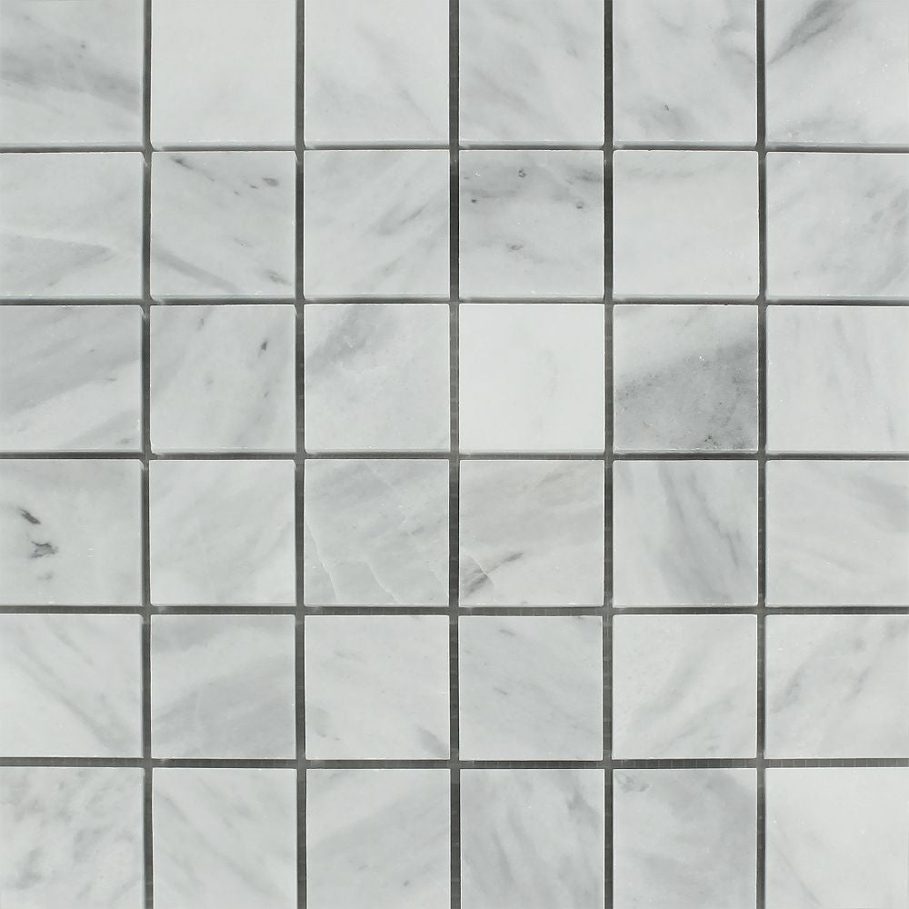 2 x 2 Honed Bianco Mare Marble Mosaic Tile Sample - Tilephile