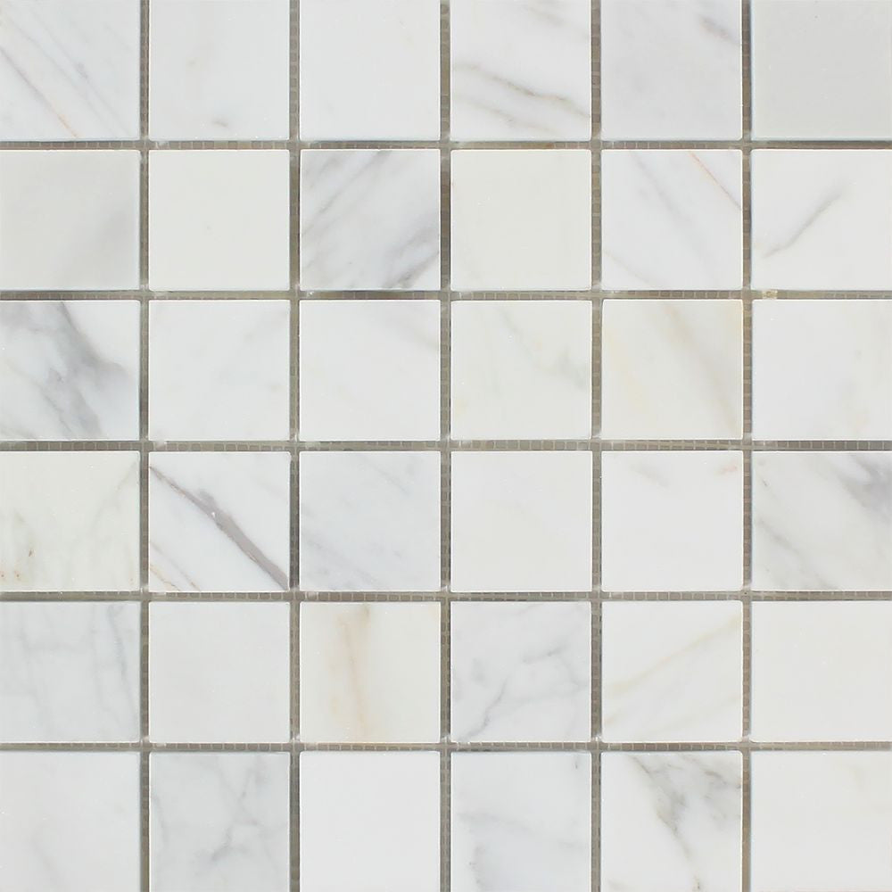 2 x 2 Honed Calacatta Gold Marble Mosaic Tile - Tilephile