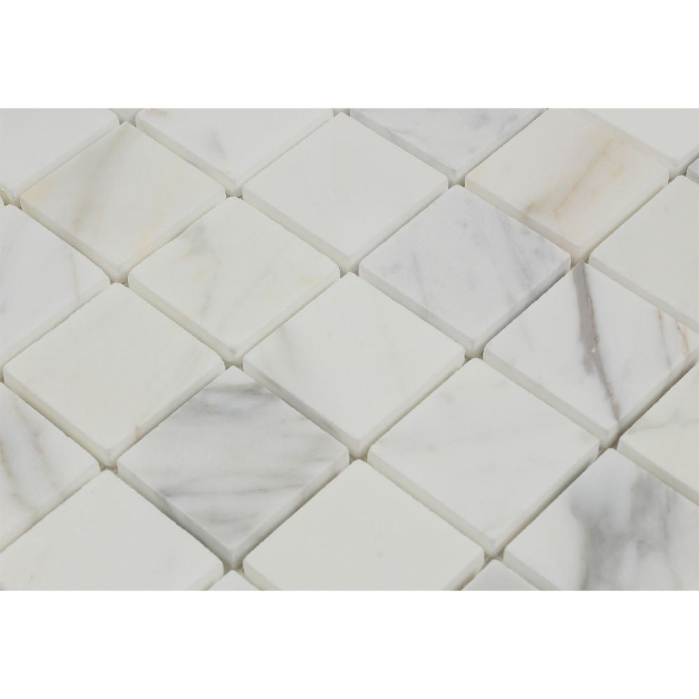 2 x 2 Honed Calacatta Gold Marble Mosaic Tile - Tilephile