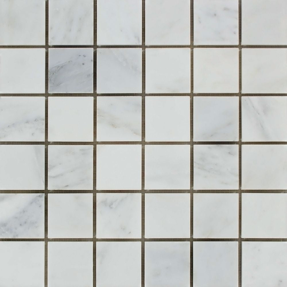 2 x 2 Honed Oriental White Marble Mosaic Tile Sample - Tilephile