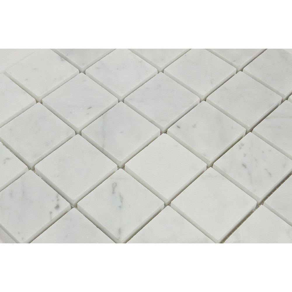 2 x 2 Polished Bianco Carrara Marble Mosaic Tile - Tilephile