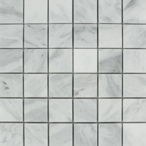2 x 2 Polished Bianco Mare Marble Mosaic Tile - Tilephile
