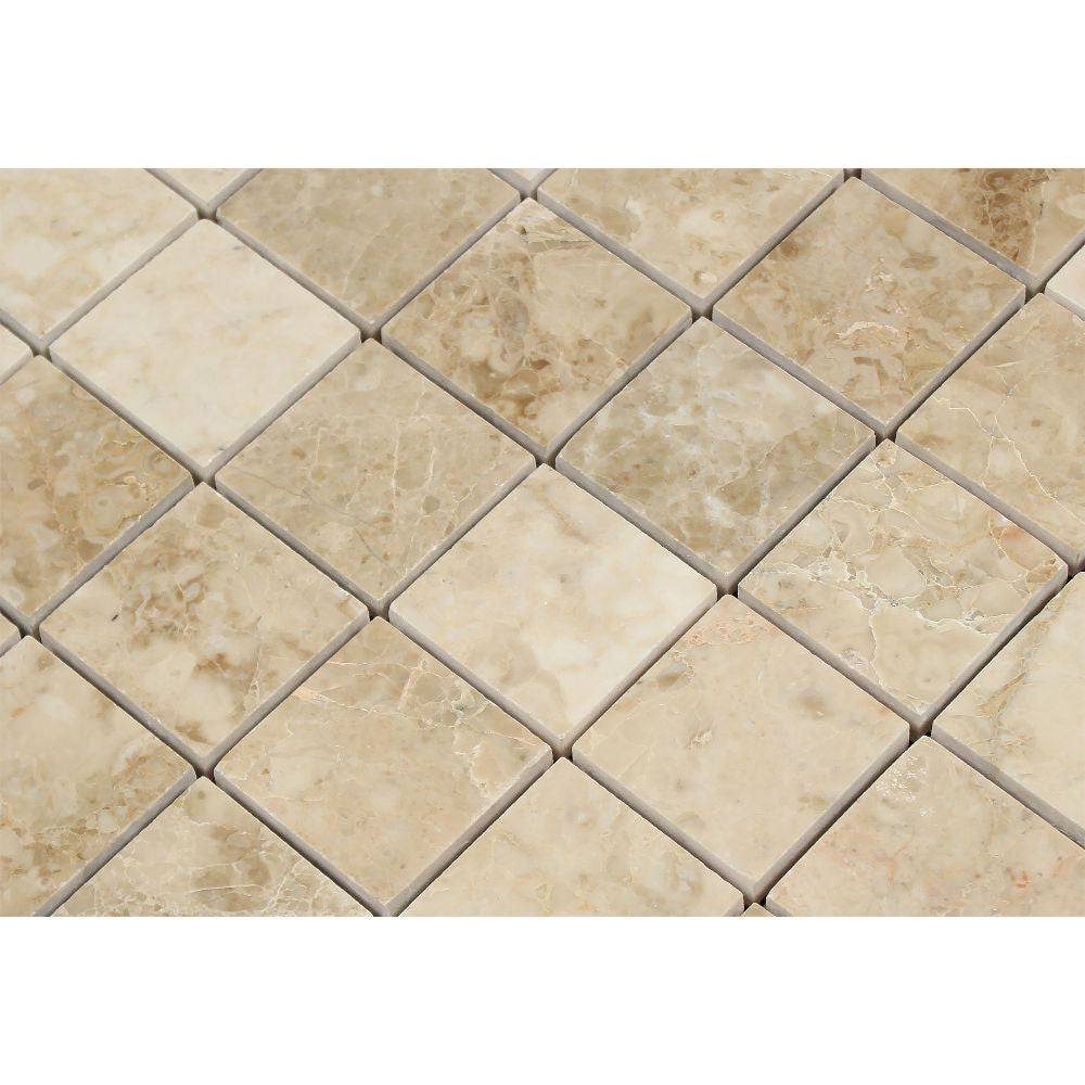 2 x 2 Polished Cappuccino Marble Mosaic Tile - Tilephile