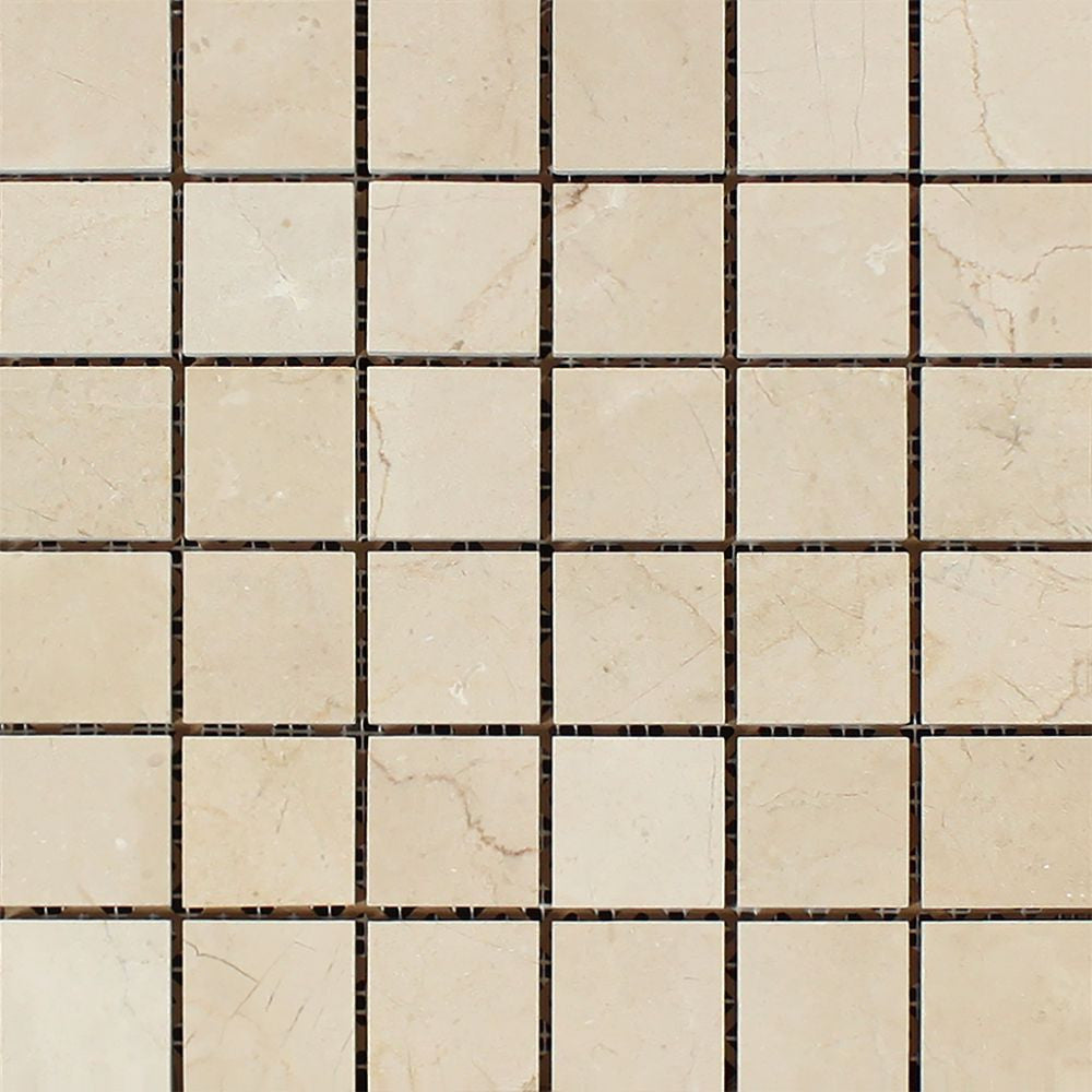 2 x 2 Polished Crema Marfil Marble Mosaic Tile - Tilephile