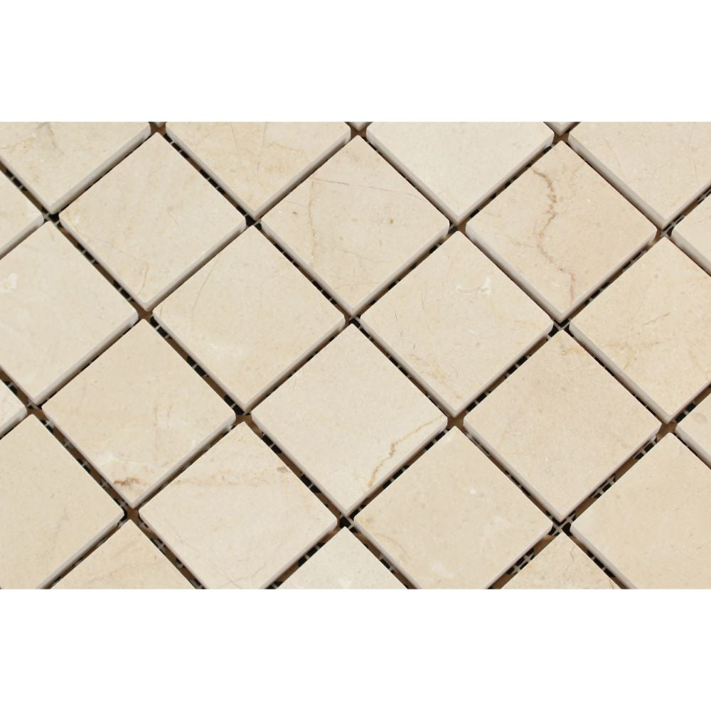 2 x 2 Polished Crema Marfil Marble Mosaic Tile - Tilephile