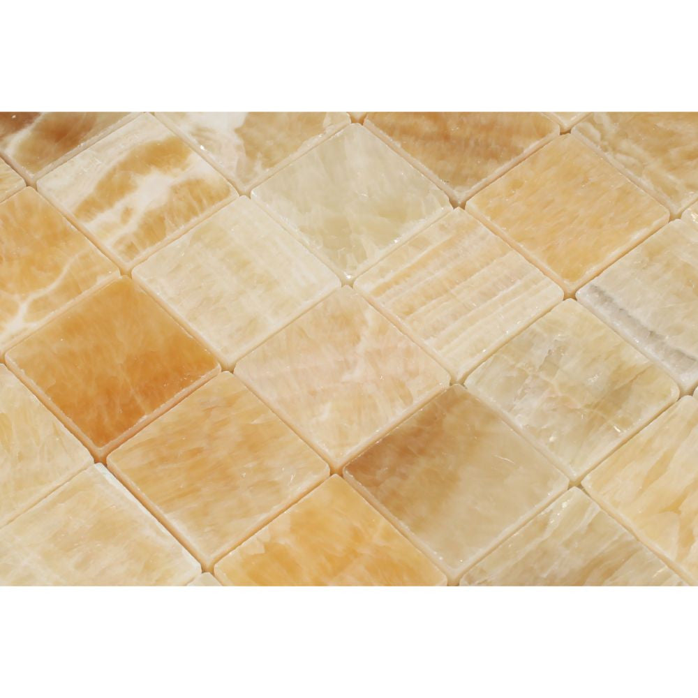 2 x 2 Polished Honey Onyx Mosaic Tile - Tilephile