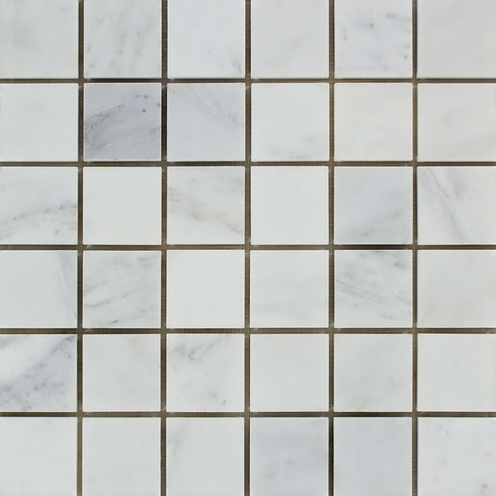 2 x 2 Polished Oriental White Marble Mosaic Tile - Tilephile