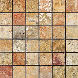 2 x 2 Polished Scabos Travertine Mosaic Tile - Tilephile