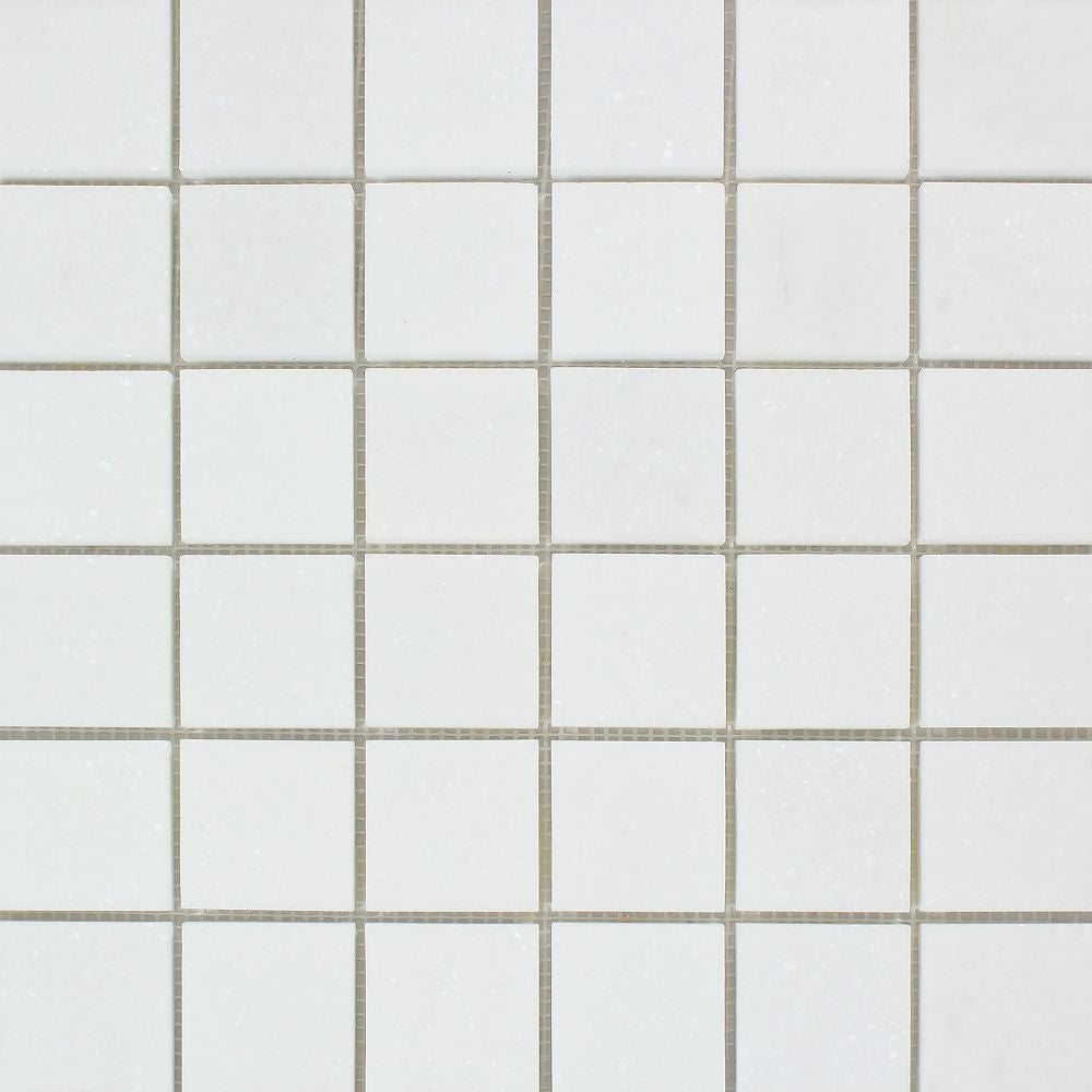 2 x 2 Polished Thassos White Marble Mosaic Tile Sample - Tilephile