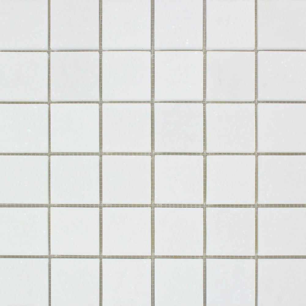 2 x 2 Polished Thassos White Marble Mosaic Tile - Tilephile