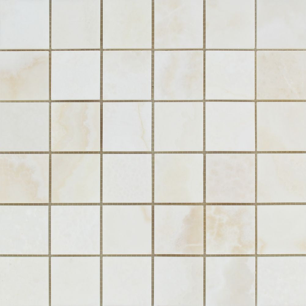 2 x 2 Polished White Onyx Mosaic Tile - (Cross-Cut) - Tilephile
