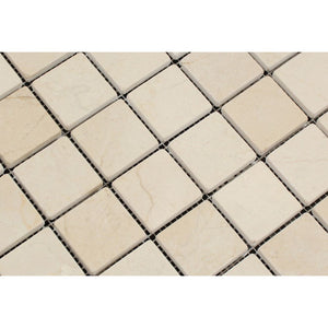 2 x 2 Tumbled Crema Marfil Marble Mosaic Tile - Tilephile