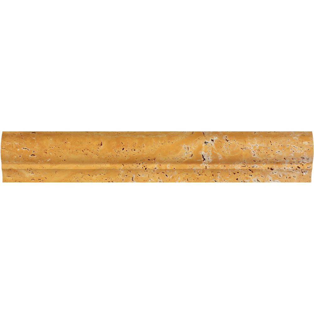 2 x 3 x 12  Honed Gold Travertine Corner Ogee Trim - Tilephile
