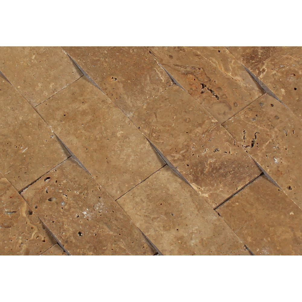 2 x 4 CNC-Arched Noce Travertine Brick Mosaic Tile - Tilephile