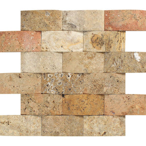 2 x 4 CNC-Arched Travertine Scabos Brick Mosaic Tile - Tilephile