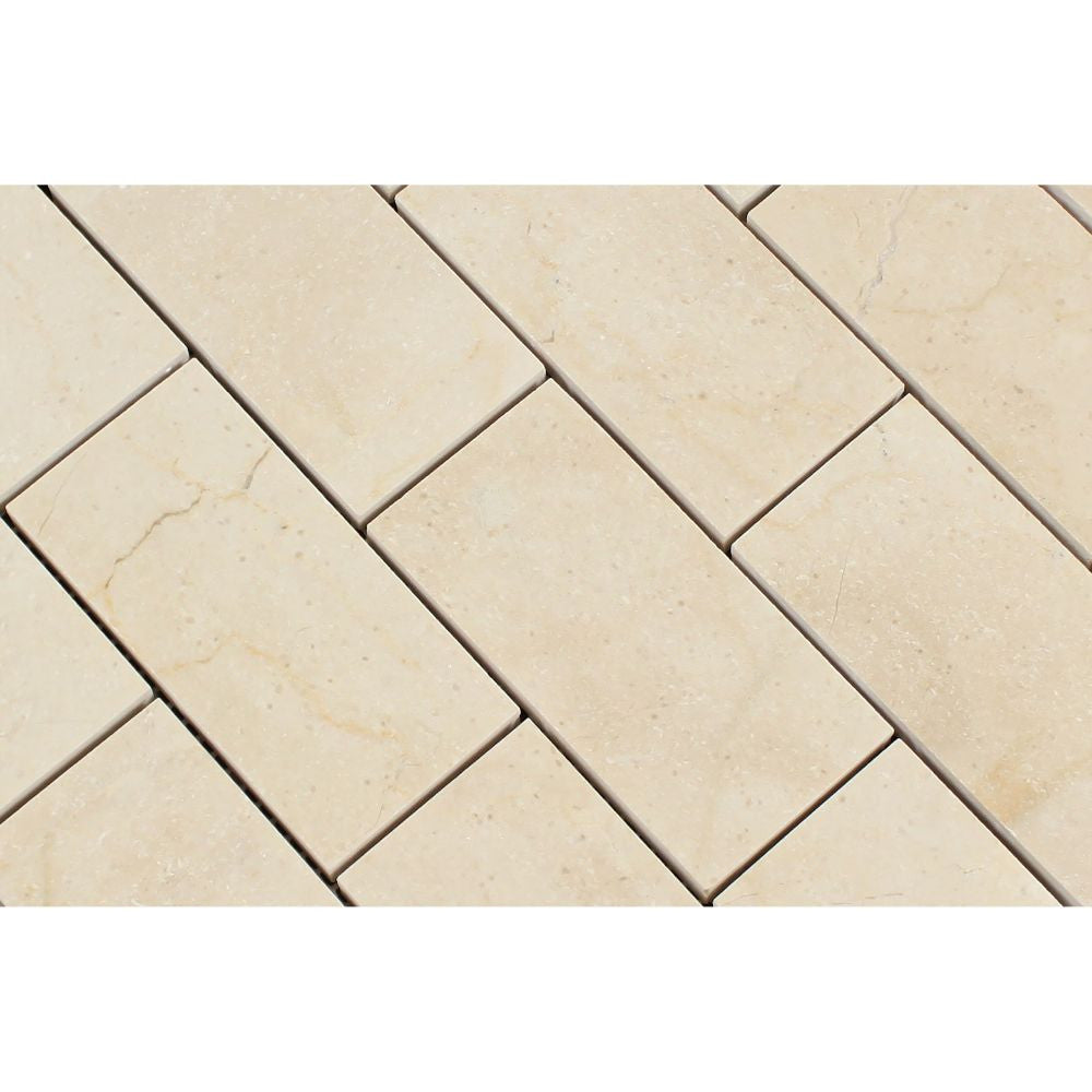2 x 4 Polished Crema Marfil Marble Brick Mosaic Tile - Tilephile