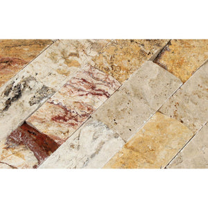 2 x 4 Split-faced Valencia Travertine Brick Mosaic Tile - Tilephile